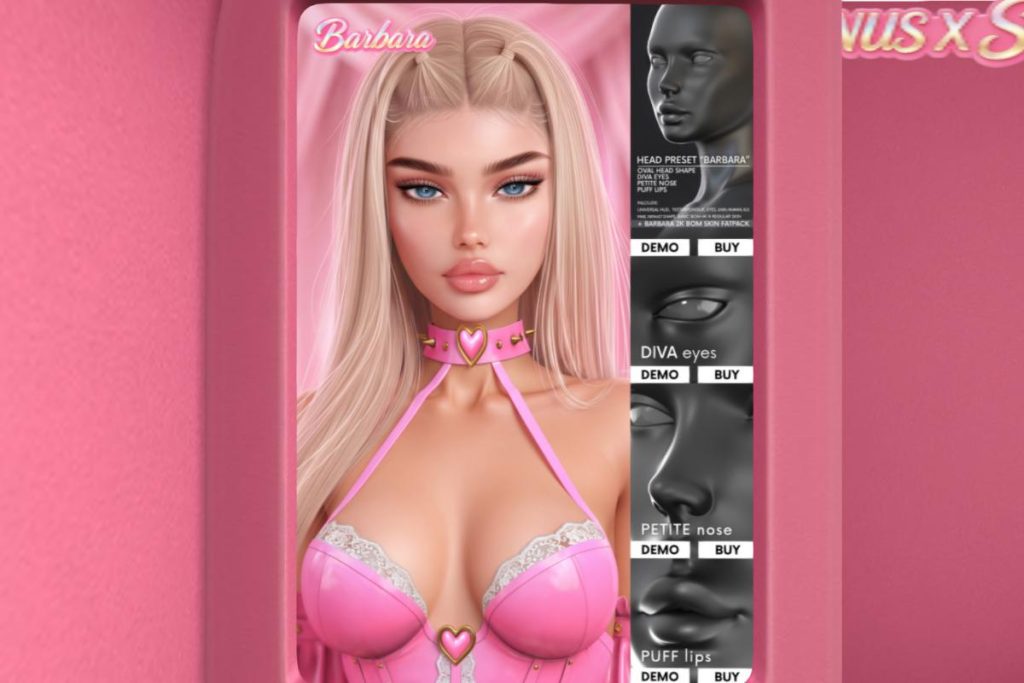 Barbara Head &amp; Skin - Genus, L$600-L$650 each/L$3200-L$3250 each FP