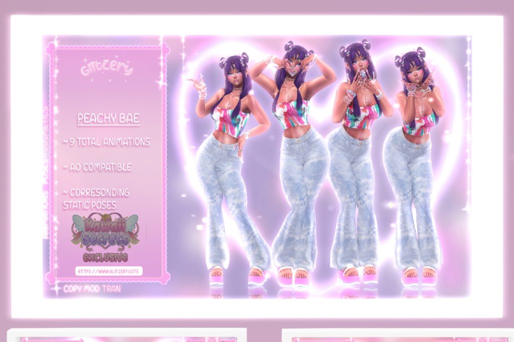 Peachy Bae Poses, L$150 each/L$400 FP