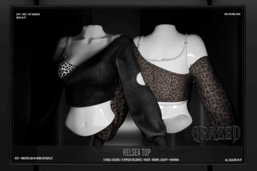 Kelsea Top - Legacy/Nhumana/Reborn, L$325 each/L$1499 FP