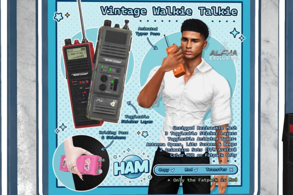 Vintage Walkie Talkie, L$249 each/L$499 FP