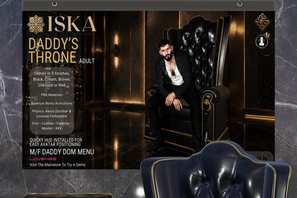 Daddy's Throne, L$1799 each/L$2499 FP