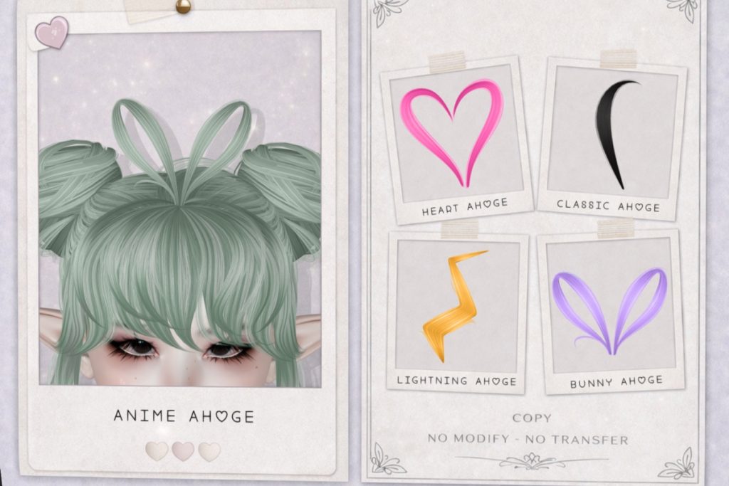 Anime Ahoge, L$249 each/L$499 FP