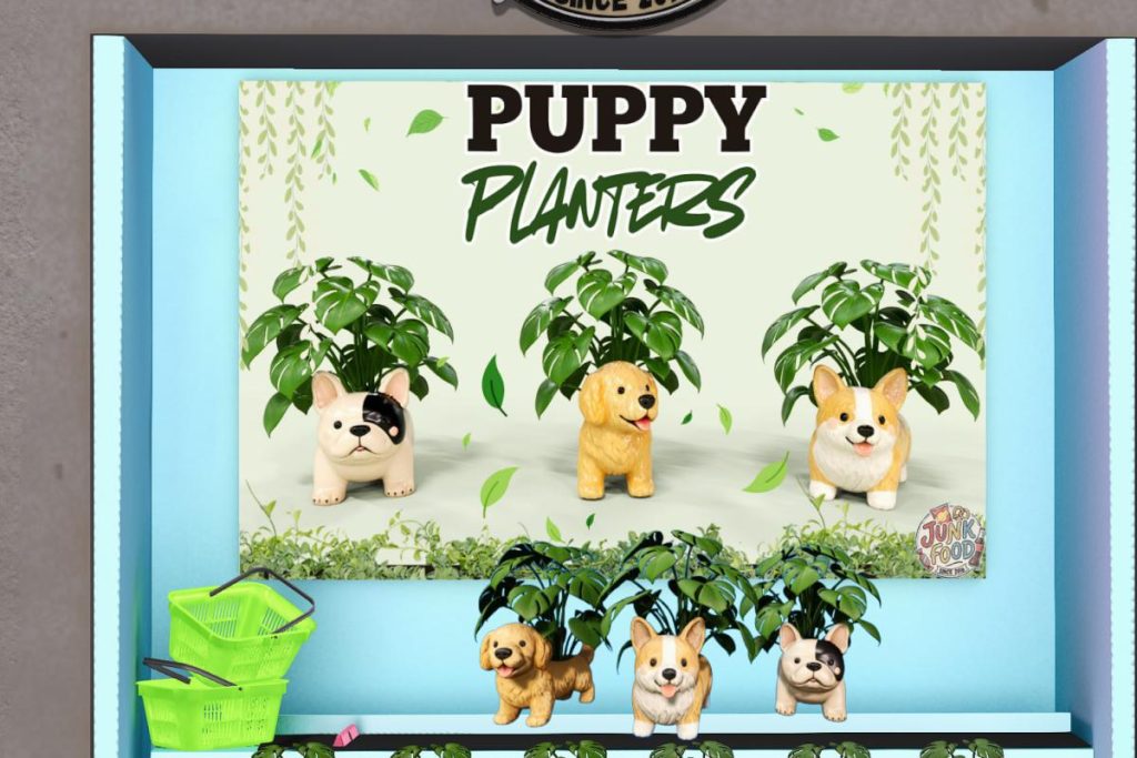 Puppy Planters, L$349 each/L$989 FP