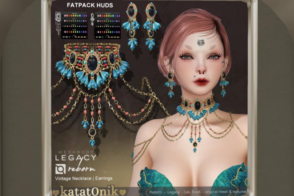 Vintage Necklace &amp; Earrings - EvoX/Legacy/Reborn, L$188-L$388 each/L$888-L$1888 each FP