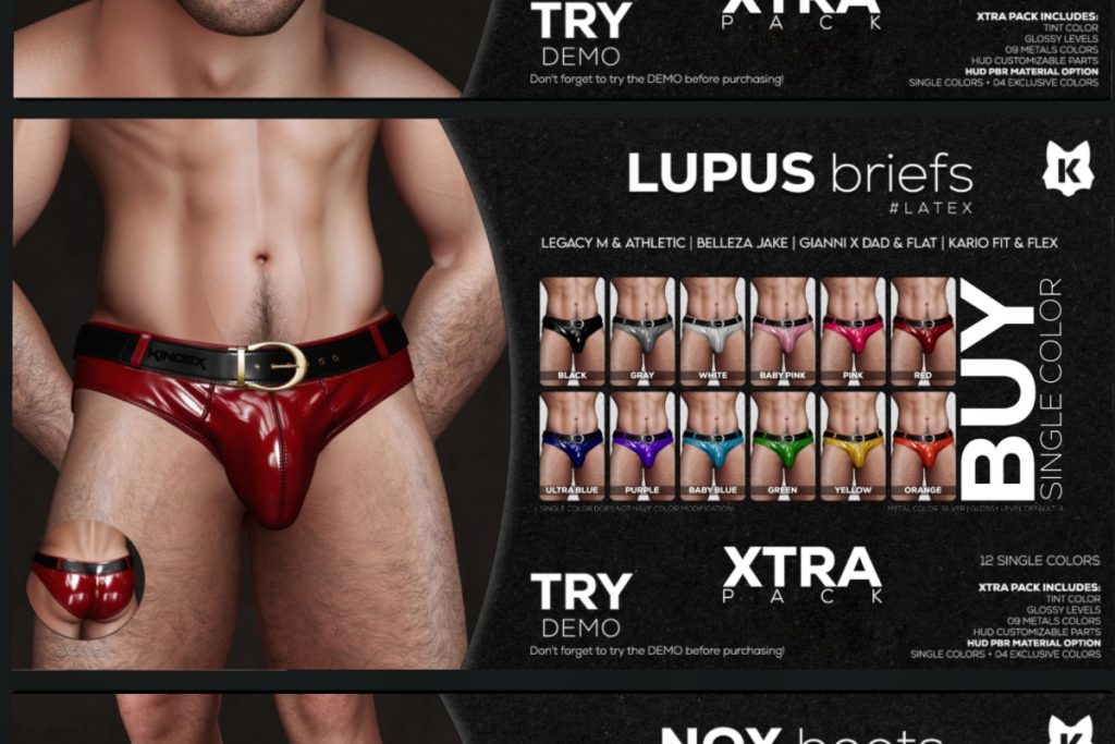 Lupis Briefs - Gianni/Jake/Legacy/+mods, L$279 each/L$2009 FP