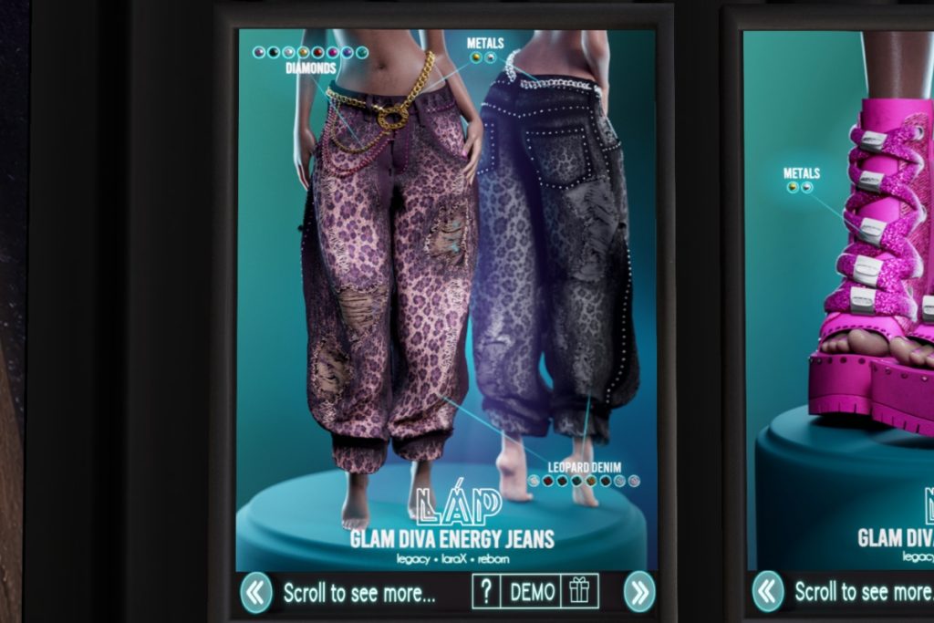Glam Diva Energy Jeans - Legacy/MaitreyaX/Reborn/+mods, L$350 each