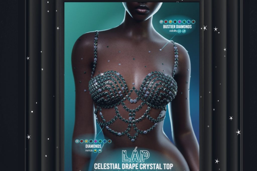 Celestial Drape Crystal Top - Legacy/MaitreyaX/Reborn/+mods, L$350 each/L$2400 FP