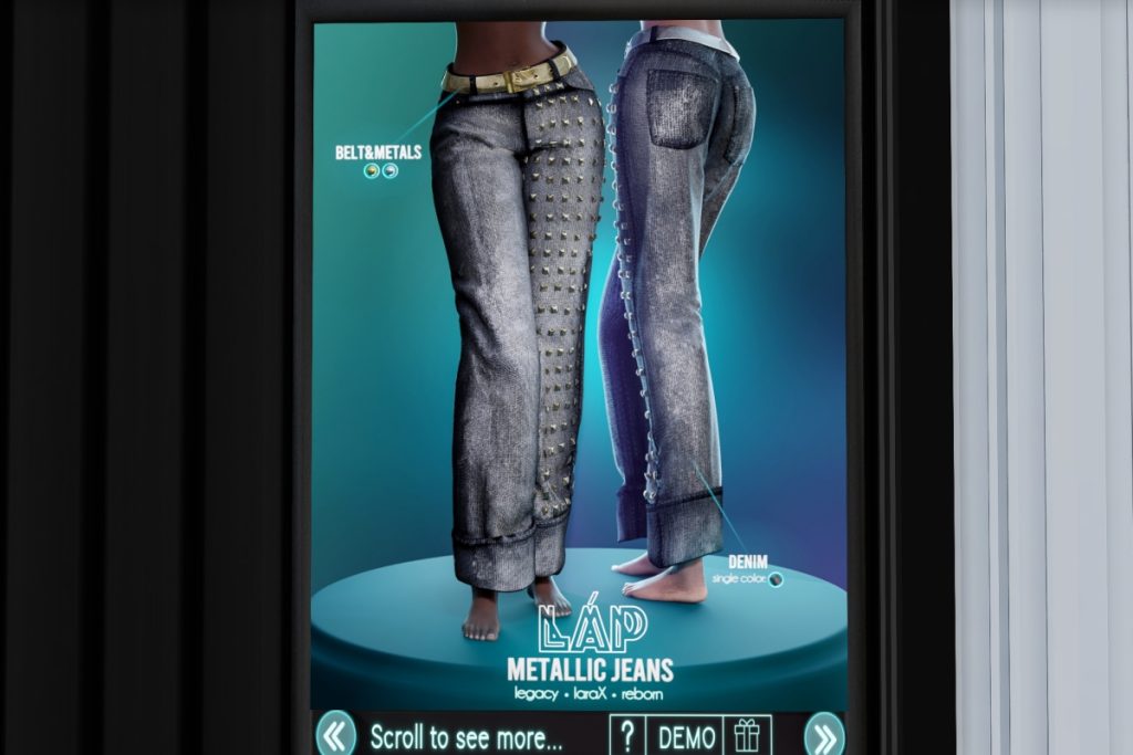 Metallic Jeans - Legacy/MaitreyaX/Reborn, L$350 each/L$1500 FP