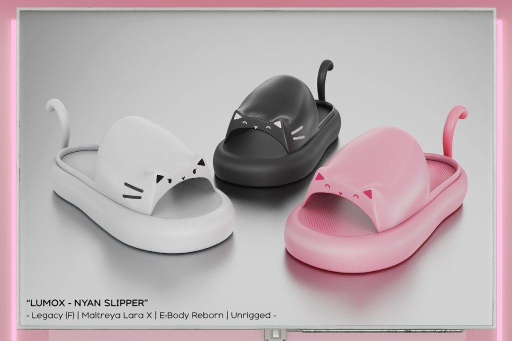 Nyan Slippers - Legacy/MaitreyaX/Reborn/Unrigged, L$250 each/L$550 FP