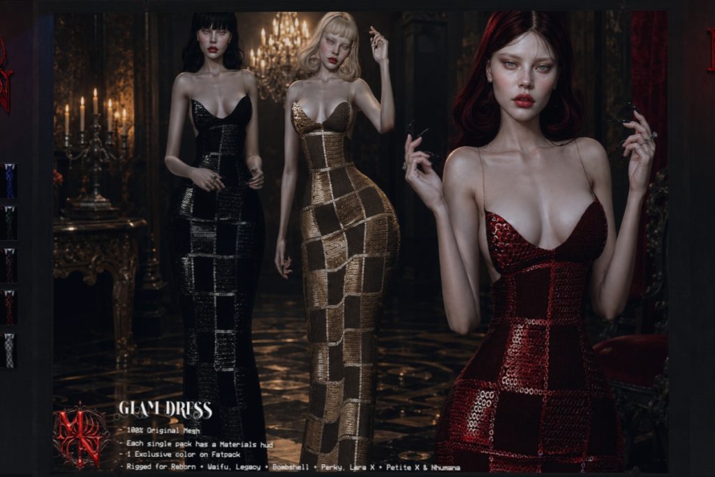 Glam Dress - Legacy/MaitreyaX/Nhumana/Reborn/+mods, L$299 each/L$2150 FP