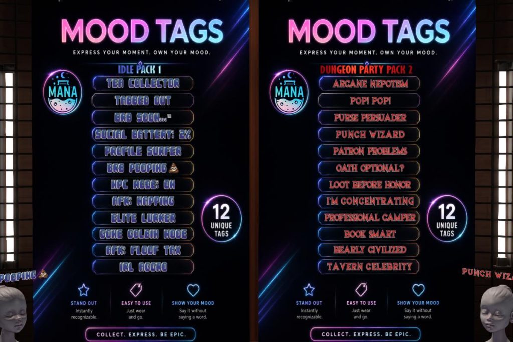 Mood Tags, L$299 each