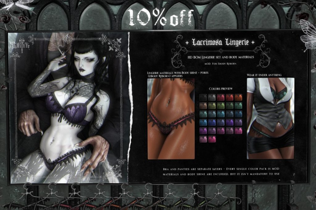 Lacrimosa Lingerie - BOM for Reborn, L$171 each/L$550 FP