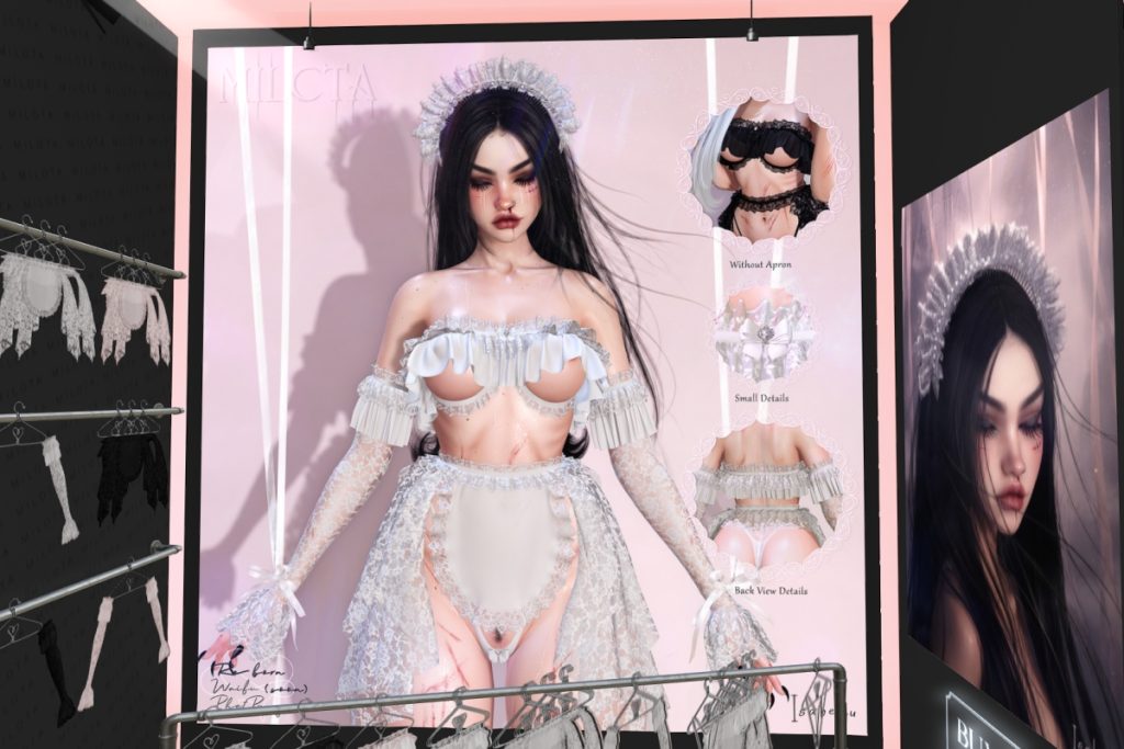 Isabeau Top, Sleeves and Apron Skirt - Reborn/+mods, L$300 each/L$480-L$600 each FP/L$1650 MP