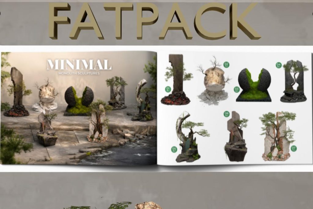 Monolith Sculptures, L$388 each/L$2488 FP