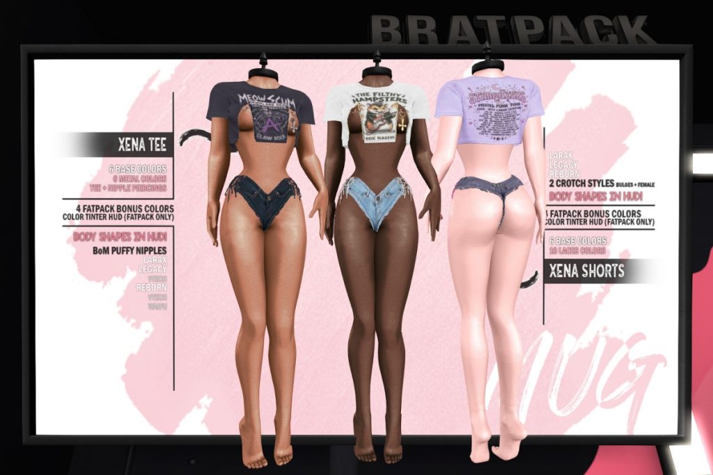 Xena Tee &amp; Shorts - Legacy/MaitreyaX/Reborn/+mods, L$299 each/L$1599 each FP/L$2599 MP