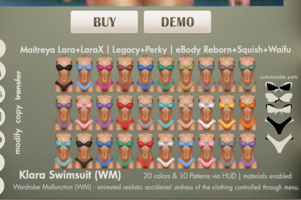 Klara Swimsuit - Legacy/Maitreya/Reborn/+mods, L$188
