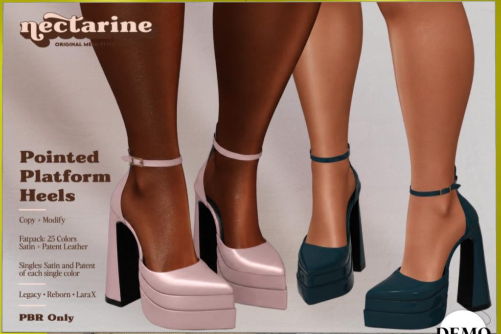 Pointed Platform Heels - Legacy/MaitreyaX/Reborn, L$288 each/L$1288 FP