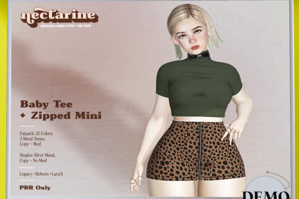 Baby Tee &amp; Zipped Mini Skirt - Legacy/MaitreyaX/Reborn, L$259 each/L$1299 each FP