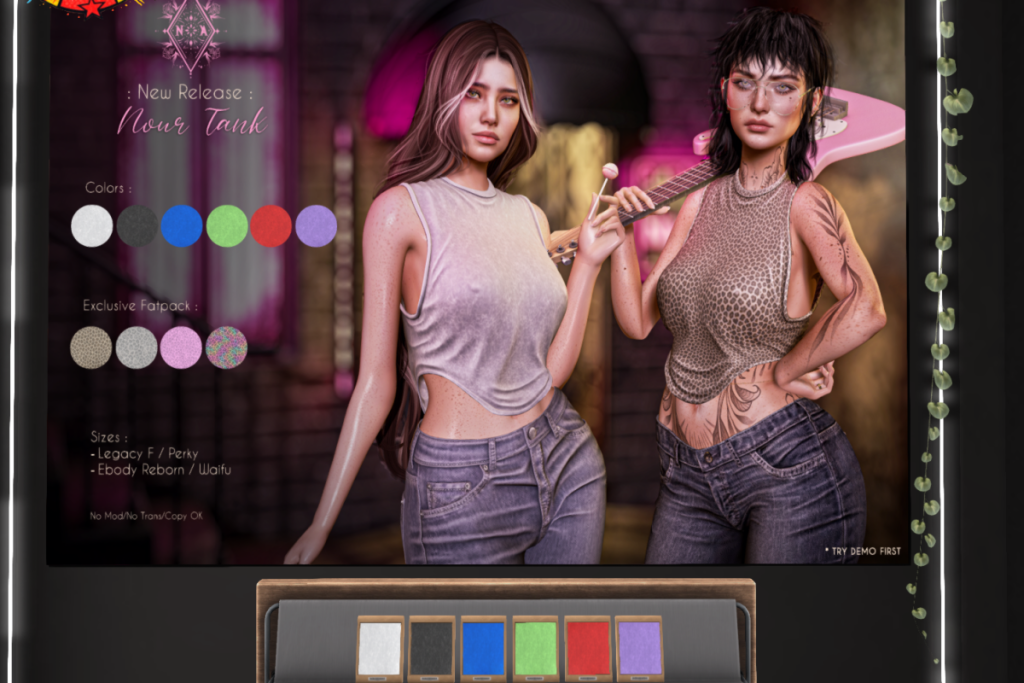 Nour Tank - Legacy/Reborn/+mods, L$149 each/L$999 FP