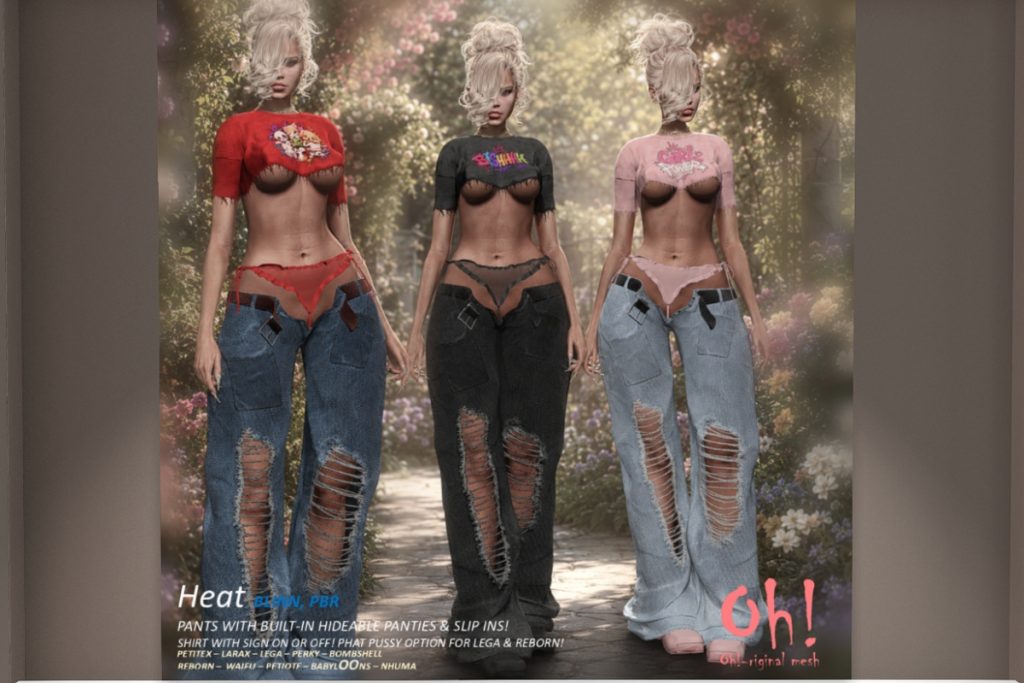 Heat Shirt and Pants - Legacy/MaitreyaX/Nhumana/Reborn/+mods, L$499-L$699 each/L$1999 FP
