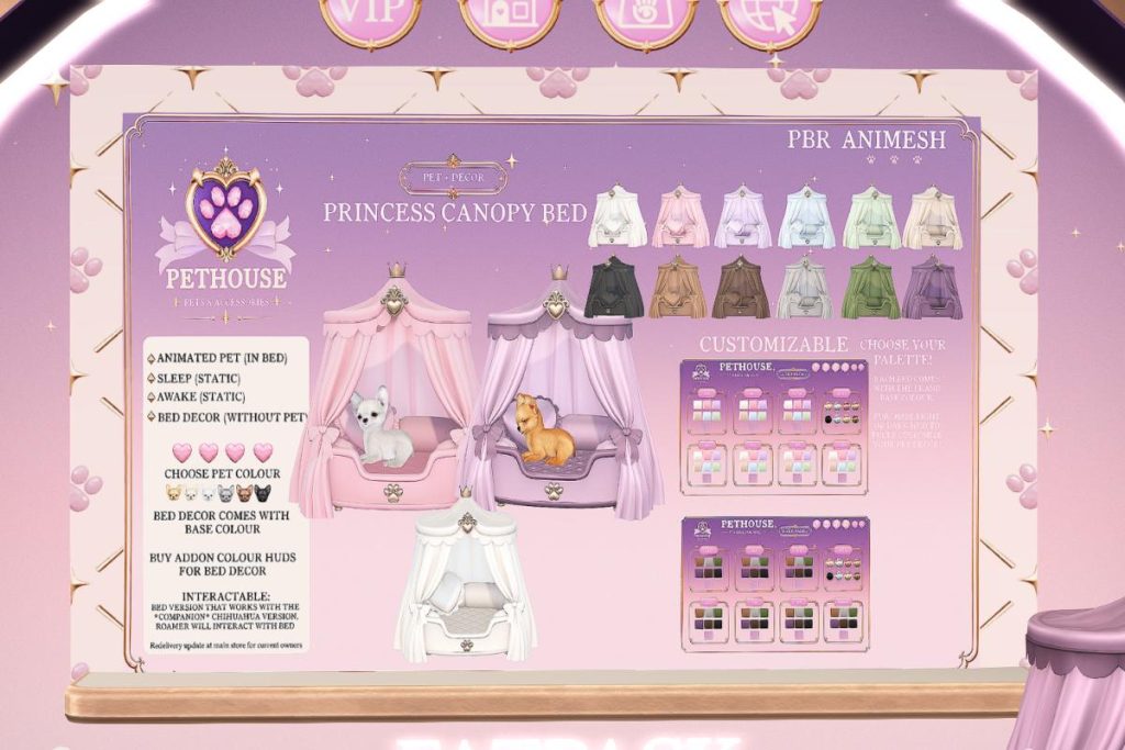 Princess Canapoy Bed, L$450 each/L$1250 FP