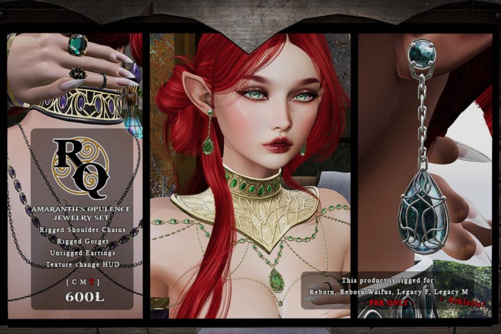 Amaranth's Opulence Jewelry Set - Legacy M+F/MaitreyaX/Reborn/+mods, L$250 each/L$600 FP
