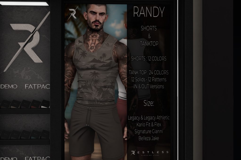 Randy Shorts+Tank Top - Gianni/Jake/Kario/Legacy, L$249 each/L$1199 each FP