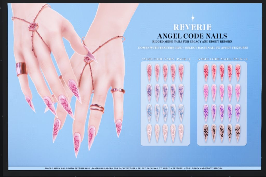 Angel Coded Nails - Legacy/Reborn, L$250 each/L$500 FP