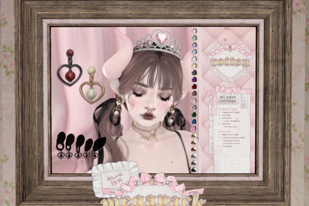 Mi Amor Earrings - EvoX F Ears/Swallow Dropped F Ears/Swallow Gauged S&amp;XL F Ears/Unrigged, L$199 each/L$299 each FP/L$595 MP