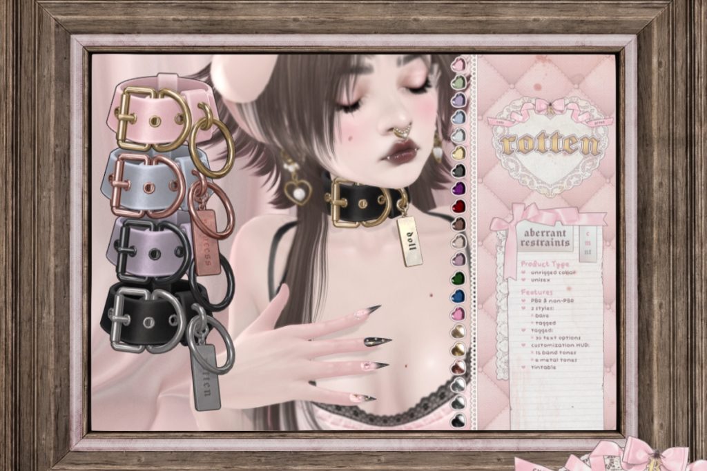 Aberrant Restraints, L$99 each/L$299-L$699 each FP/L$999 MP