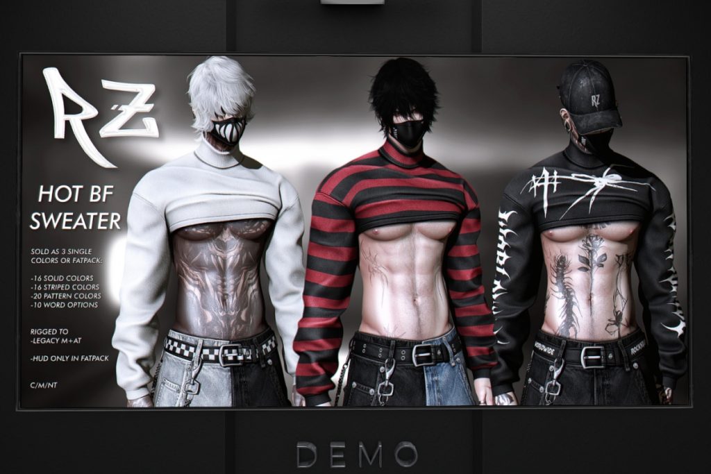 Hot BF Sweater - Legacy/+mods, L$270 each/L$1200 FP