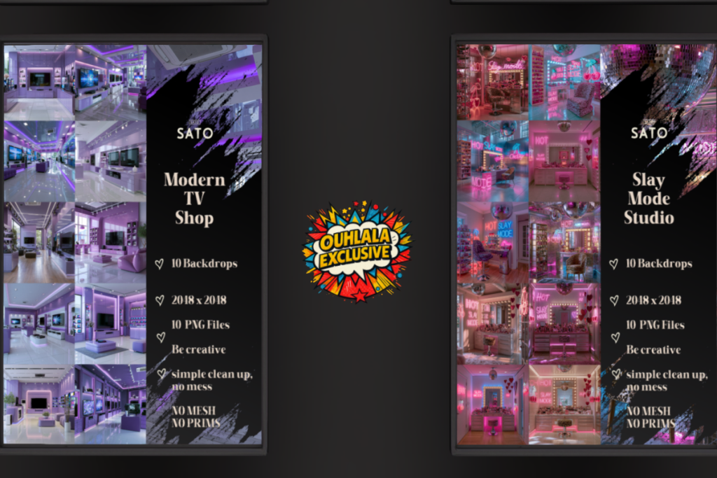 Modern TV Shop &amp; Slay Mode Studio Backdrops, L$150 each