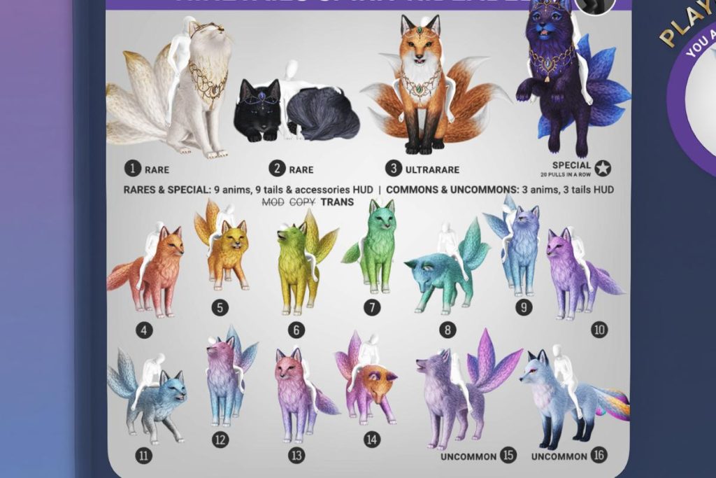 Ninetails Spirit Rideable, L$88 per play