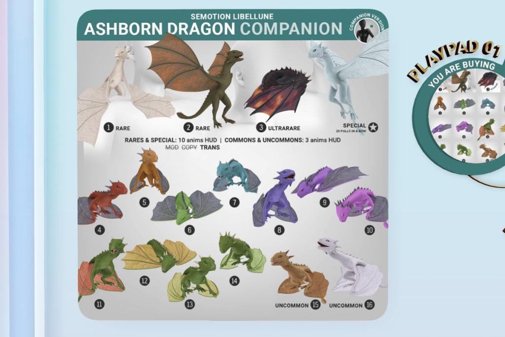 Ashborn Dragon Companion, L$88 per play