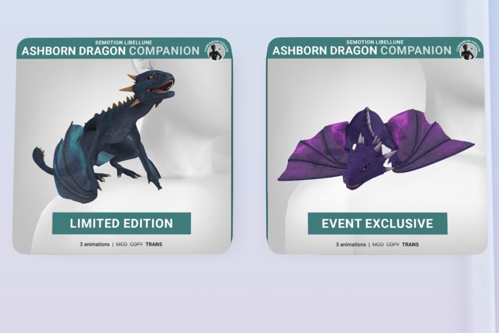 Ashborn Dragon Companion Limited Edition &amp; Event Exclusive, L$188 each