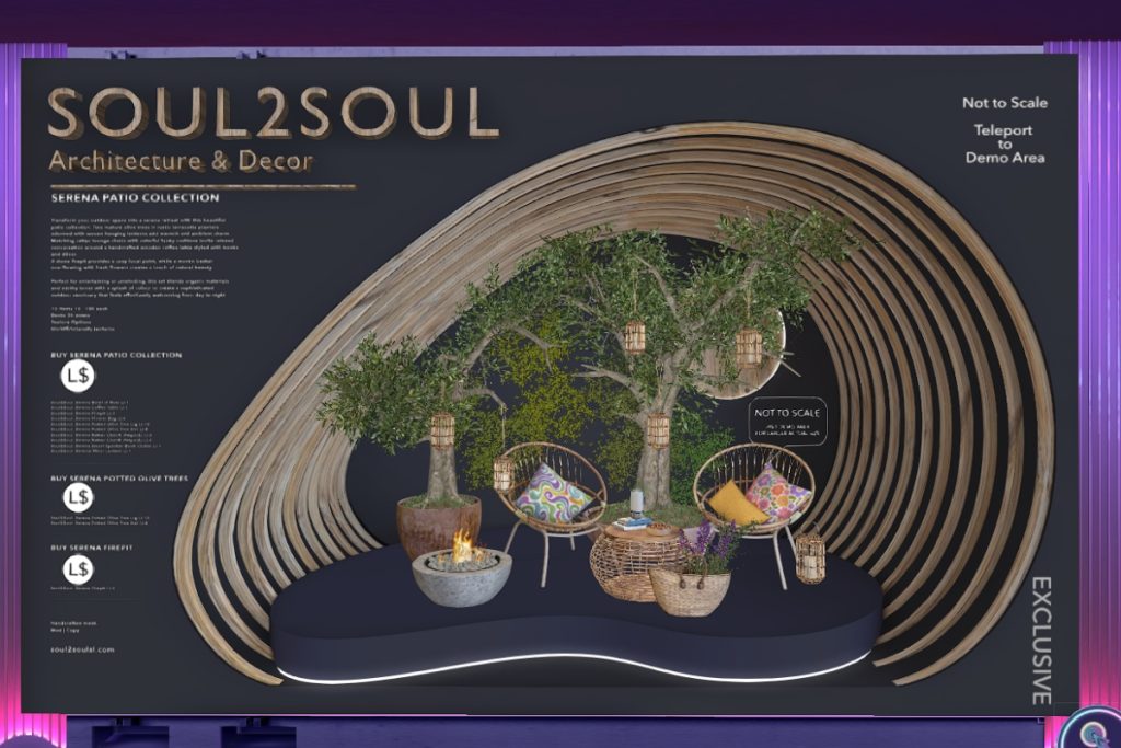 Serena Patio Collection, L$299-L$699 each/L$1799 FP