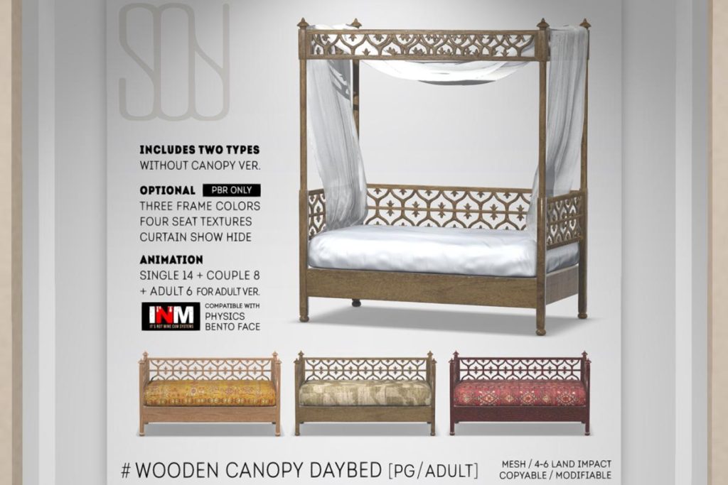 Wooden Canopy Daybed, L$288-L$488 each