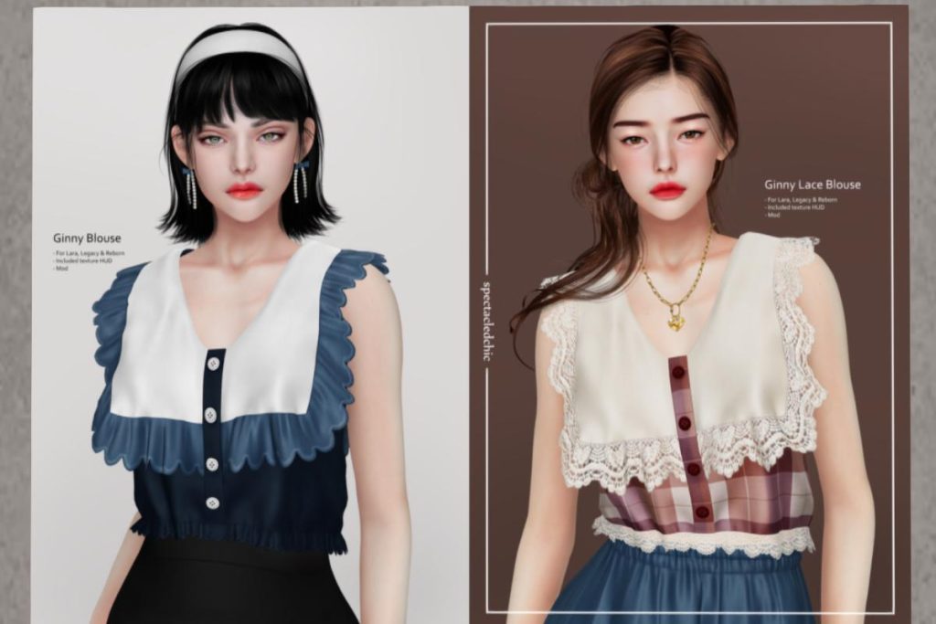 Ginny Blouse &amp; Lace Blouse - Legacy/Maitreya/Reborn, L$388 each/L$888 FP