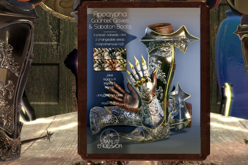 Apocrypha Gauntlet &amp; Sabaton Boots - Jake/Legacy M+F/Reborn/+unrigged, L$1775