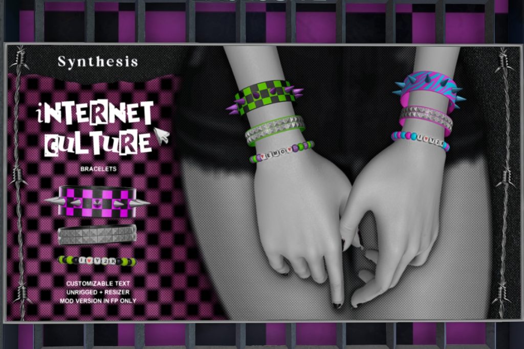 Internet Culture Bracelets, L$350 each/L$999 FP