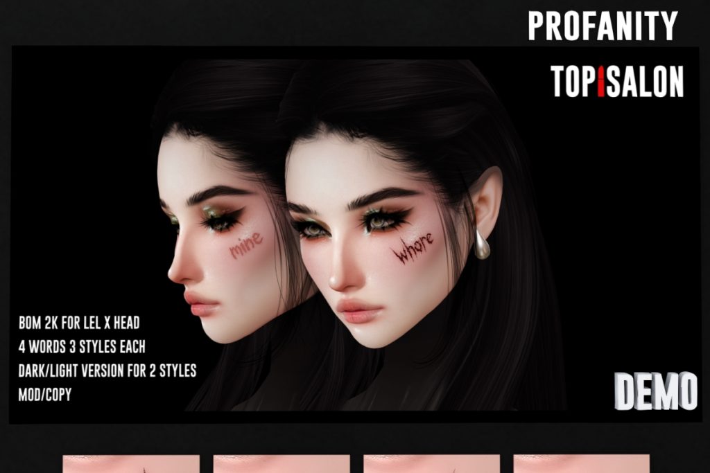 Profanity Face Wound - EvoX, L$99 each/L$299 FP