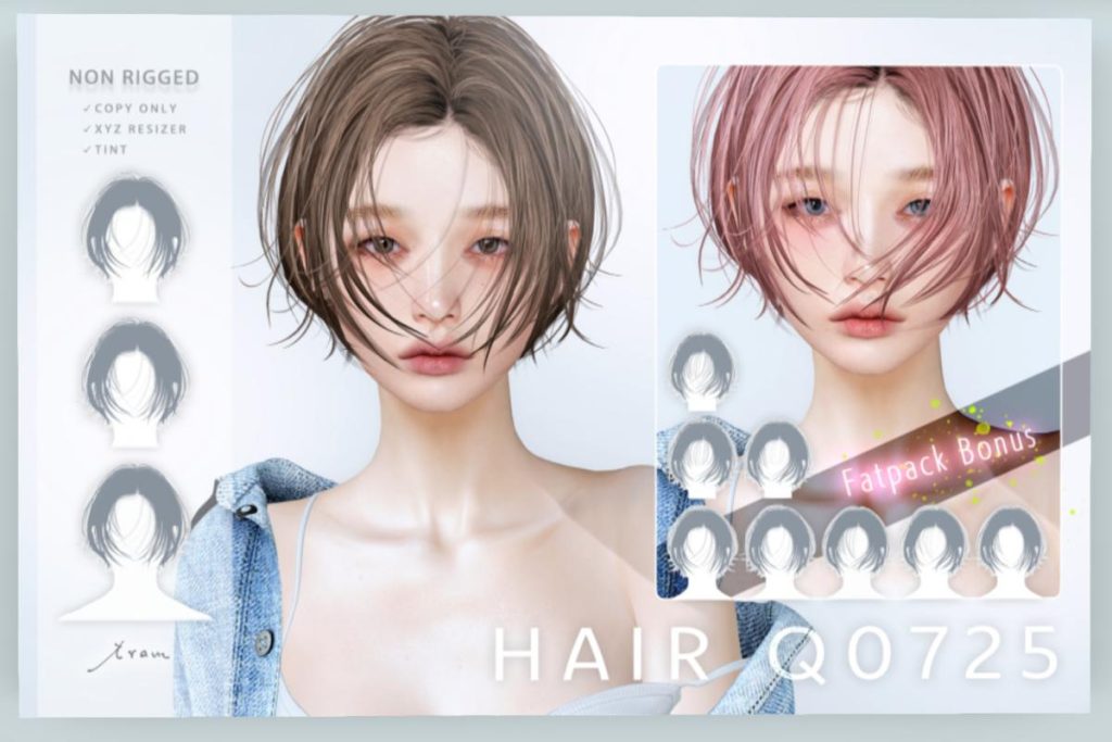 Hair Q0725, L$390 each/L$680 FP