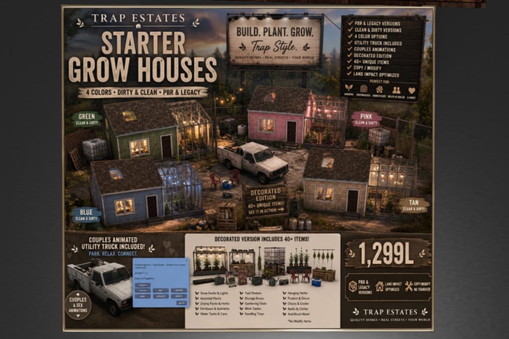 Starter Grow Houses, L$699 each/L$1299 each FP/L$3999 MP