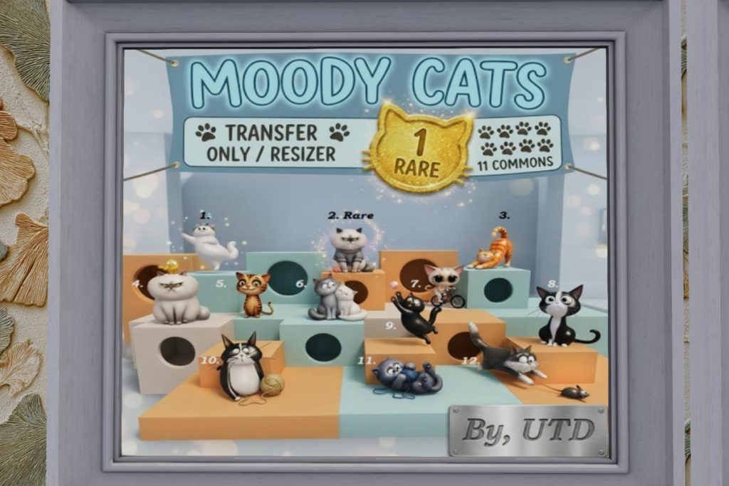 Moody Cats, L$50 each/L$895 FP