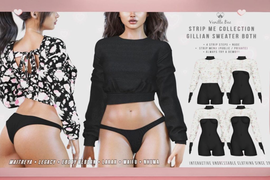 Gillian Sweater - Legacy/Maitreya/Nhumana/Reborn/+mods, L$399 each/L$999 FP