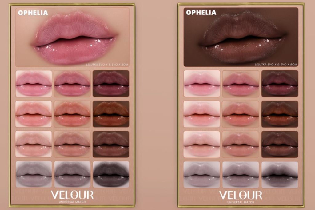 Ophelia Lipstick - BOM/Evo/EvoX, L$290 each