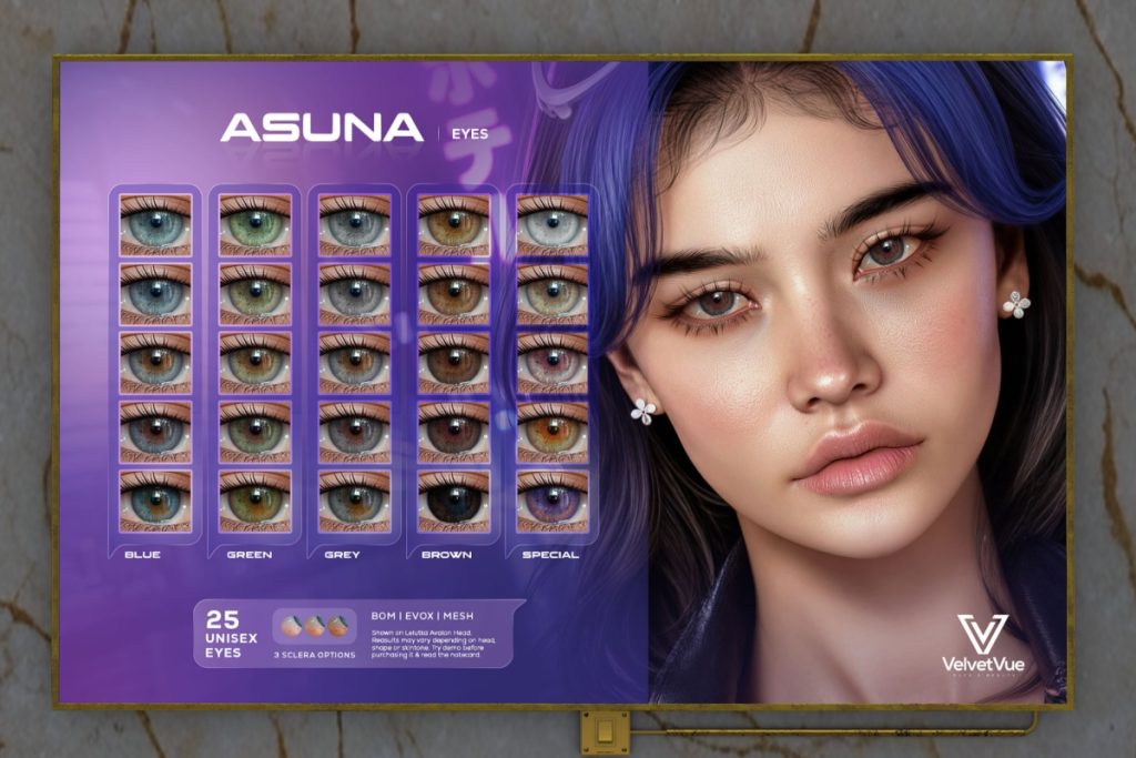 Asuna Eyes - BOM/EvoX/Mesh, L$299 each/L$999 FP