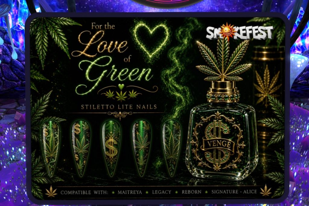 For The Love of Green Stiletto Lite Nail Set - Alice/Legacy/Maitreya/Reborn, L$349