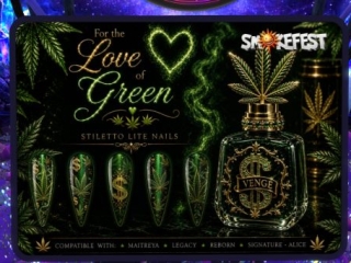 For The Love of Green Stiletto Lite Nail Set - Alice/Legacy/Maitreya/Reborn, L$349