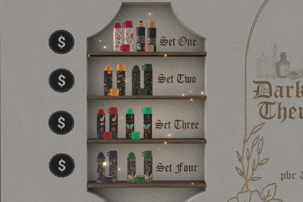 Dark Academia Thermos Set, L$220 each